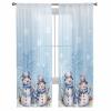 2 PCS Blue Christmas Snowman Semi-Sheer Chiffon Curtains 108 Inches Long,Rod Pocket Voile Curtain Panels,Window Sheer Drape Curtains for Living Room/Bedroom/Kitchen,Xmas Snowflake Tree Branch 104x108 view 3