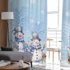 2 PCS Blue Christmas Snowman Semi-Sheer Chiffon Curtains 108 Inches Long,Rod Pocket Voile Curtain Panels,Window Sheer Drape Curtains for Living Room/Bedroom/Kitchen,Xmas Snowflake Tree Branch 104x108 view 4
