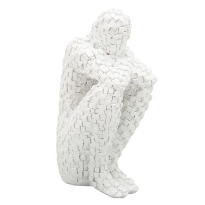 Ddewing Thinker Statue, Modern Home Resin Sculptures, White Resin Eco Friendly Bookend Function Thinker Mosaic Statue for Bedroom Shelf Office