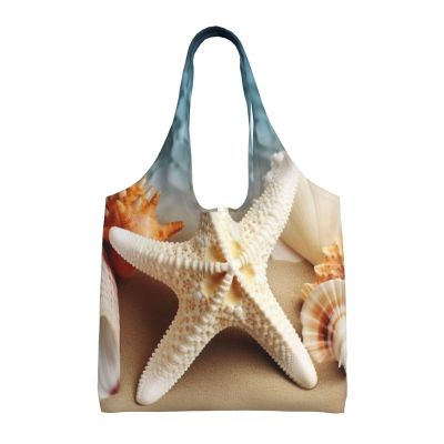 AdaNti Starfish Coral and Seashell print Canvas Tote Bags For Women Large Capacity Reusable Grocery Bags Shoulder Bag For Work Outdoor Travel
