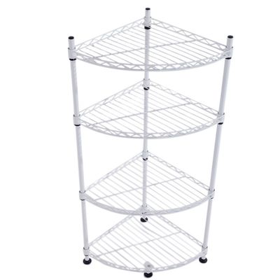 Zokeke 4-Layer Plastic Coated Triangular Corner Shelf, Heavy Duty Corner Shelf Stand Organizer for Kitchen Countertop Bedroom Bathroom White, 12.6 x 12.6 x 31.89in