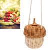 Rattan Woven Basket, Acorn Shape Rattan Storage Basket, Wall Hanging Basket, Hand Woven Decorative Acorn Shaped Basket Bag for Boys Girls Photography Props(Small Shoulder Bag) view 2