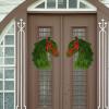 Christmas Winter Wreath, Horse Head Wreath, Green Pine Needles Horsehead Wreath with Red Ribbon & Pinecone, Farmhouse Double Horse Head Christmas Wreath for Front Door Farmhouse(#1) view 2