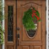 Christmas Winter Wreath, Horse Head Wreath, Green Pine Needles Horsehead Wreath with Red Ribbon & Pinecone, Farmhouse Double Horse Head Christmas Wreath for Front Door Farmhouse(#1) view 4
