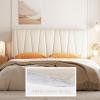 Baby Velvet Bed Headboard Slipcover Queen King Full Twin, Bed Headboard Cover Cotton Filling Short Plush Upholstered Stretch Bed Head Cover for Bedroom Dcor Head Board Protector(140cm,Cream White) view 2