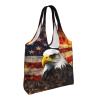 AdaNti American Flag Fire Eagle print Canvas Tote Bags For Women Large Capacity Reusable Grocery Bags Shoulder Bag For Work Outdoor Travel view 2