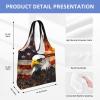 AdaNti American Flag Fire Eagle print Canvas Tote Bags For Women Large Capacity Reusable Grocery Bags Shoulder Bag For Work Outdoor Travel view 4