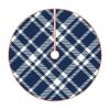 DKJlitter Christmas Tree Skirt, Rustic Navy Blue Tartan Plaid Xmas Tree Skirts Mat Farmhouse Rustic Xmas Holiday Indoor Party Outdoor Decoration 30 inches view 2