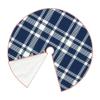 DKJlitter Christmas Tree Skirt, Rustic Navy Blue Tartan Plaid Xmas Tree Skirts Mat Farmhouse Rustic Xmas Holiday Indoor Party Outdoor Decoration 30 inches view 4