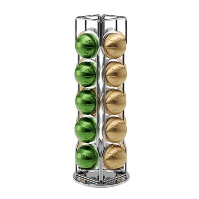 20 Vertuo Pods Coffee Pod Holder Compatible For Nespresso Vertuoline Stand Rack Holds Vertuo line Organizer Carousel 360-Degree Rotatable (Silvery)