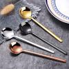 Stainless Steel Spoon, Coffee Spoon, Golden Round Spoon, Bird's Nest Soup, Honey Dessert Stirring Spoon, 2 Spoons view 2