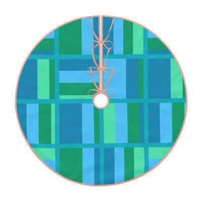 Christmas Tree Skirt 30" Timeless Elegant Square Pattern Linen Xmas Tree Skirt for Holiday Party Christmas Tree Mat Decorations Indoor Outdoor