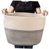 Zerodeko Woven Rope Laundry Basket Handle Versatile Storage Organizer for Essentials Toys Clothes and Sundry Items for Home Bedroom and Bathroom White view 2