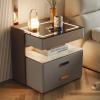 WZDHYYWS Smart Nightstand, Smart Table with Wireless Charging/LED Light, Modern Nightstand with Speaker/Fingerprint Lock, Living Room Bedroom Side Table.,Gray,w50cm/19.7in view 1