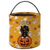 KafePross Personalized Halloween Trick or Treat Bag Black Tan Boxer Dog Halloween Ghost Pumpkin Decor Basket Candy Gifts Bucket for Kids 9 x 9.8 Inch Yellow view 1