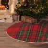 DKJlitter Christmas Tree Skirt, Pretty Red and Green Tartan Plaid Xmas Tree Skirts Mat Farmhouse Rustic Xmas Holiday Indoor Party Outdoor Decoration 36 inches view 1