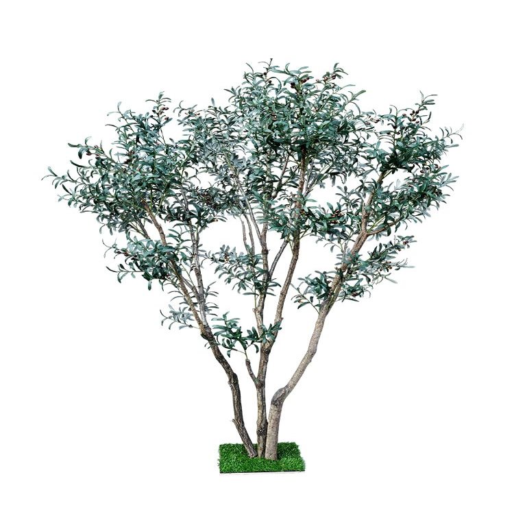 ESRADA Solid Wood Artificial Tree Nordic Bionic Olive Tree Fake Green Plant Potted Plant Ornament Window Scene Decorative Tree (no Bottom View) 2.5m