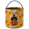 KafePross Personalized Halloween Trick or Treat Bag Smiling Black Tan Dachshund Dog Halloween Ghost Pumpkin Decor Basket Candy Gifts Bucket 9 x 9.8 Inch Yellow view 1