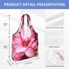 AdaNti Beauty pink Floral Flowers print Canvas Tote Bags For Women Large Capacity Reusable Grocery Bags Shoulder Bag For Work Outdoor Travel view 4