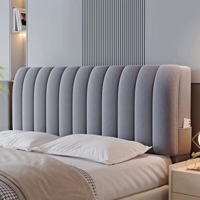 Crystal Velvet Bed Headboard Covers Short Plush Upholstered Stretch Bed Head Cover Bed Headboard Slipcover Double Single Queen King Head Board Dustproof Protector for Bedroom Dcor(200cm,Grey1)