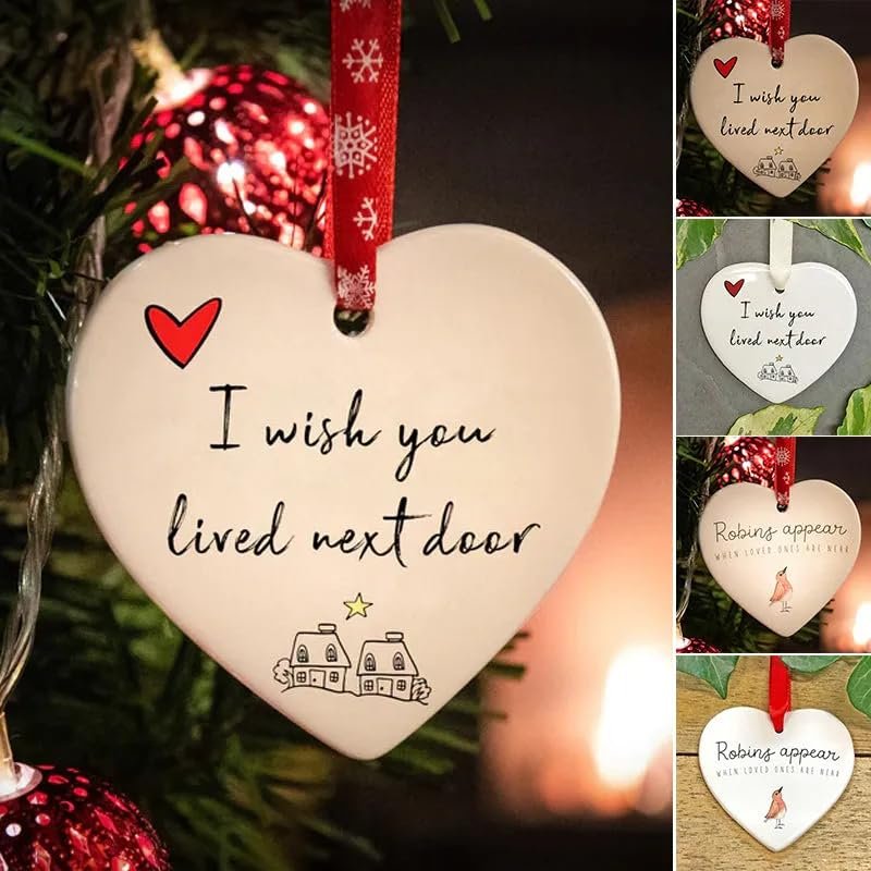 2024 Christmas Heart Hanging Ornament - Lovely Tree Decoration, Xmas Halloween Creative Ornament for New Year (Z-All 7PCS)