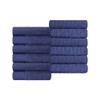 BNM Herringbone Turkish Cotton Towel Set, Jacquard and Solid Towels, Includes 12 Face Towels/ Washcloths for Guest or Master Bathroom, Turkish Cotton Jacquard and Solid Set of 12, Navy Blue view 1