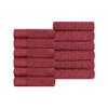 BNM Herringbone Turkish Cotton Towel Set, Jacquard and Solid Towels, Includes 12 Face Towels/ Washcloths for Guest or Master Bathroom, Turkish Cotton Jacquard and Solid Towel Set of 12, Maroon view 1