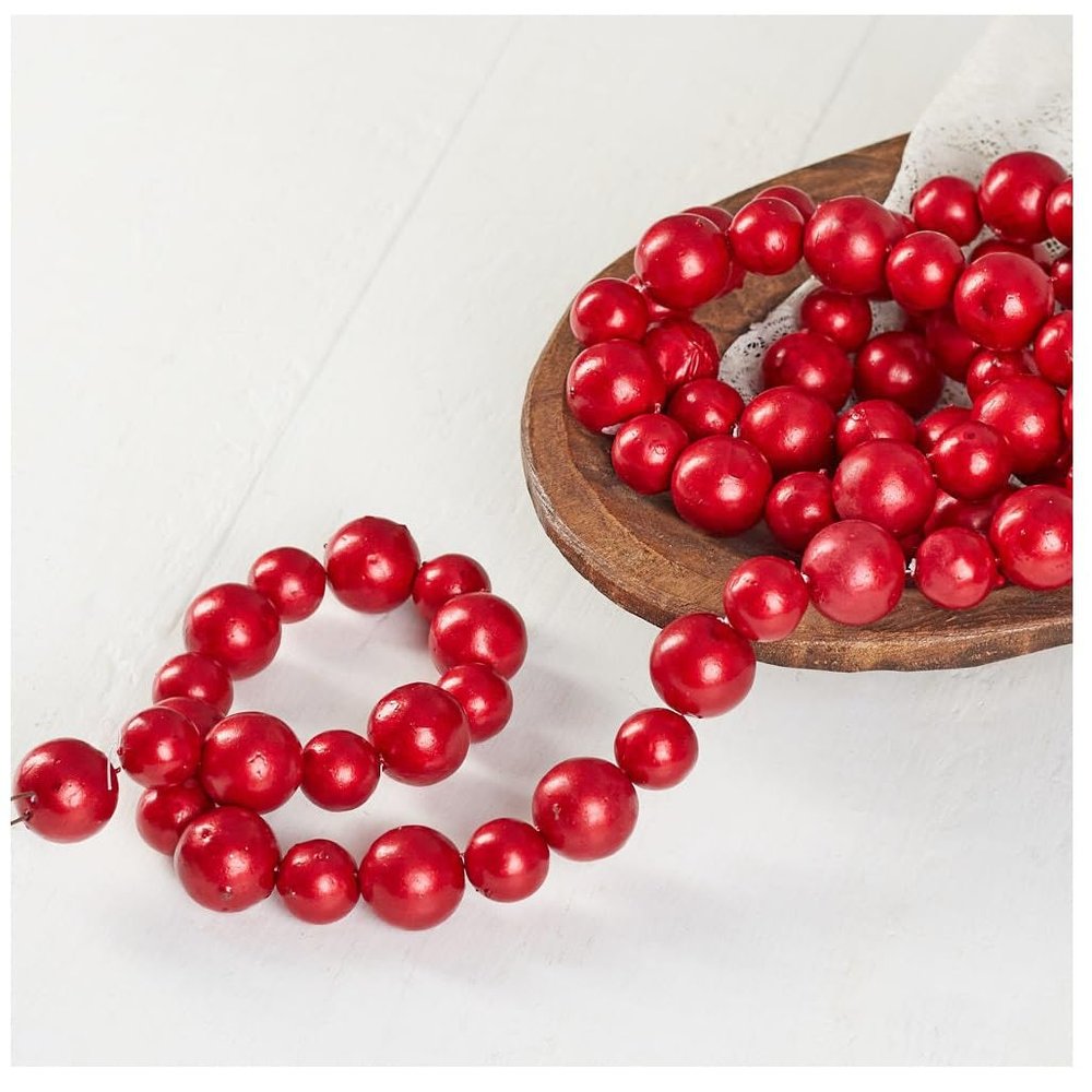 Red Metallic Ball String Garlands Set of 2 by Factory Direct Craft 6 feet Long Red Christmas Garlands Add to Christmas Trees, Stairs, Banisters, Mantels or Any Special Occasion Needing Shine