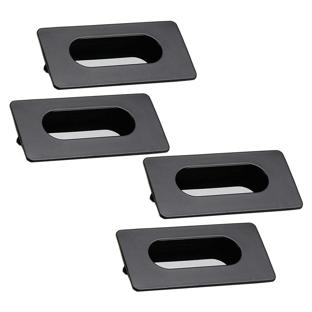 cabinehandles,Kitchen Door Handles, Black Concealed Embedded Flush Sliding Door Pull Handles Handle for Drawer,Wardrobe and Cabinet Drawer Finger Handle 4 Pcs (Hole Distance 128mm) (Color : Black, S