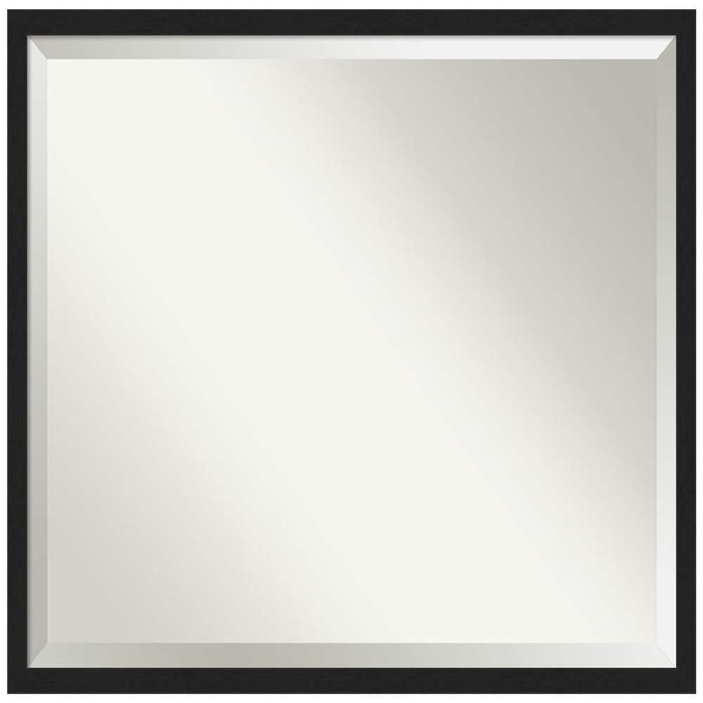 Amanti Art Black Bathroom Mirror for Over Sink, 32x42 Grace Brushed Metallic Black Narrow Rectangle Vanity Mirror, X-Large Modern Frame, Hangs Horizonally and Vertically, Bathroom Wall Decor, Beveled