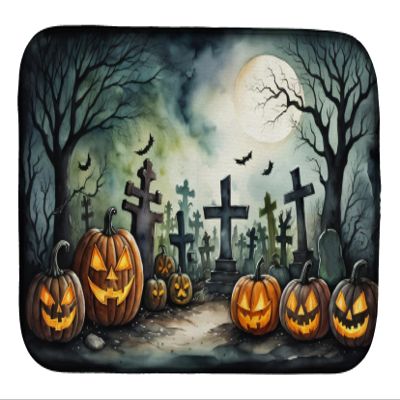 Caroline's Treasures DAC2217DDM Graveyard Spooky Halloween Dish Drying Mat Absorbent Dish Drying Mat Pad for Kitchen Counter Dish Drainer Mat for Countertop, 14 x 21", Multicolor