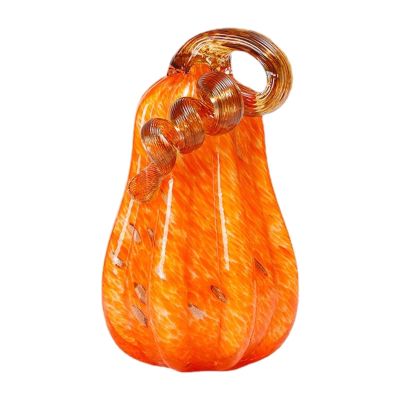 Bothyi Glass Pumpkin Decoration, Pumpkin Figurine Decorative Ornaments, Creative Artificial Pumpkin Collectible Figurines Artwork for Halloween Decor, L