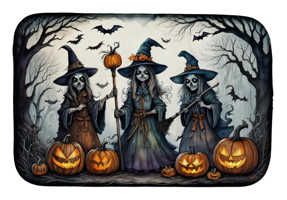 Caroline's Treasures DAC2291DDM Witches Spooky Halloween Dish Drying Mat Absorbent Dish Drying Mat Pad for Kitchen Counter Dish Drainer Mat for Countertop, 14 x 21", Multicolor