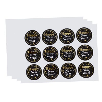 PLAFOPE Round Labels Stickers Happy New Year Sealing Stickers Self-Adhesive Sealing for Cookies