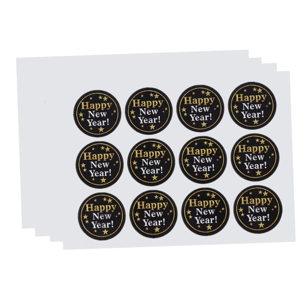 PLAFOPE Round Labels Stickers Happy New Year Sealing Stickers Self-Adhesive Sealing for Cookies