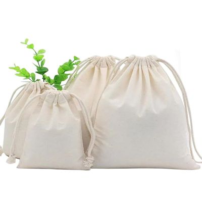 TBF 12 Pack Drawstring Pouches Gift Bags Natural Plain Wholesale Cotton Canvas for Party Favor, Jewelry Blank Reusable Pouch Bags Bulk Wholesale (12" x 14" Inches)