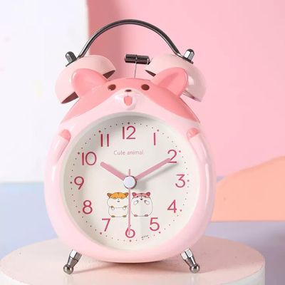 Alarm Clocks 4" Alarm Clock, Twin Bell Silent Non-Ticking Battery Operated Extra Loud with Night Light, for Bedside Table Desk Bedside Clock (Color : Gray)