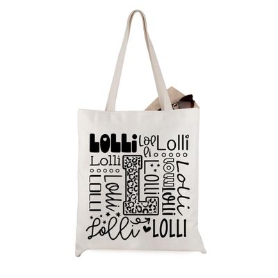 WCGXKO Lolli Gift Lolli Typography Canvas Tote Bag Travel Bag Shopping Bag for Grandma