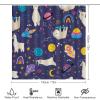 FBMLBRB Cartoon Outer Space Sloth 4 Pieces Shower Curtain Set, Funny Galaxy Planet Cute Astronaut Alpaca Rocket Moon Non-Slip Rugs Toilet Lid Cover Bath Mat and Bathroom Curtain view 2