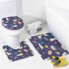 FBMLBRB Cartoon Outer Space Sloth 4 Pieces Shower Curtain Set, Funny Galaxy Planet Cute Astronaut Alpaca Rocket Moon Non-Slip Rugs Toilet Lid Cover Bath Mat and Bathroom Curtain view 4