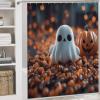 ZGDPBYF Halloween 3 Piece Bath Mats 3D Cute Ghost Horror Pumpkin Waterproof Non Slip Bath Mat Set, Washable Rug for Bathroom,-3-Piece Set view 2