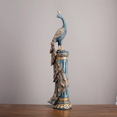 AAHIFIT Peacock Statue Home Decor, Modern Style Figurine for Hotel, Office, Living Room and Cafe. (19x6 in)