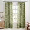 TWOPAGES Pinch Pleat Floral Curtain 63 Inch Long Light Filtering Privacy Drape Linen Textured Printed Curtain for Kitchen Bathroom (Jade, 52W x 63L Inches, 1 Panel) view 1