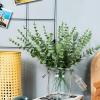 ABAJI Plastic Eucalyptus White Stems 12 Fake Faux Decorations Artificial Leaves Greenery Plant Leaf Home Office House Table Desk Decor Wedding Party Vase Forever Live view 3