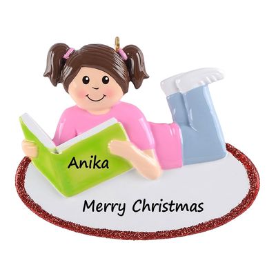 2025 Personalized Book Lovers Christmas Ornament, Personalized Girl Reading a Book Christmas Tree Ornaments, Librarian Ornament, Keepsake Gift for Bookworm