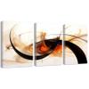 QIXIANG Abstract Orange Brown Black Wall Art for Office Decor 3 PCS Lines Painting Prints on Canvas for Living Room Bedroom Decor Framed (16.00" x 24.00" x3Pcs, Abstract) view 1