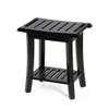 Bamboo Shower Bench Inside Shower Stool with Storage Shelf, Spa Bath Chair for Bathroom, Seat or Organizer for Living Room, Bedroom and Garden - Great for All Ages Unisex Elderly (Small, Black) view 1