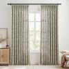 TWOPAGES Pinch Pleated Floral Curtain 72 Inch Long Light Filtering Privacy Drape Linen Textured Printed Curtain for Kitchen Bathroom (Stone, 40W x 72L Inches, 1 Panel) view 1