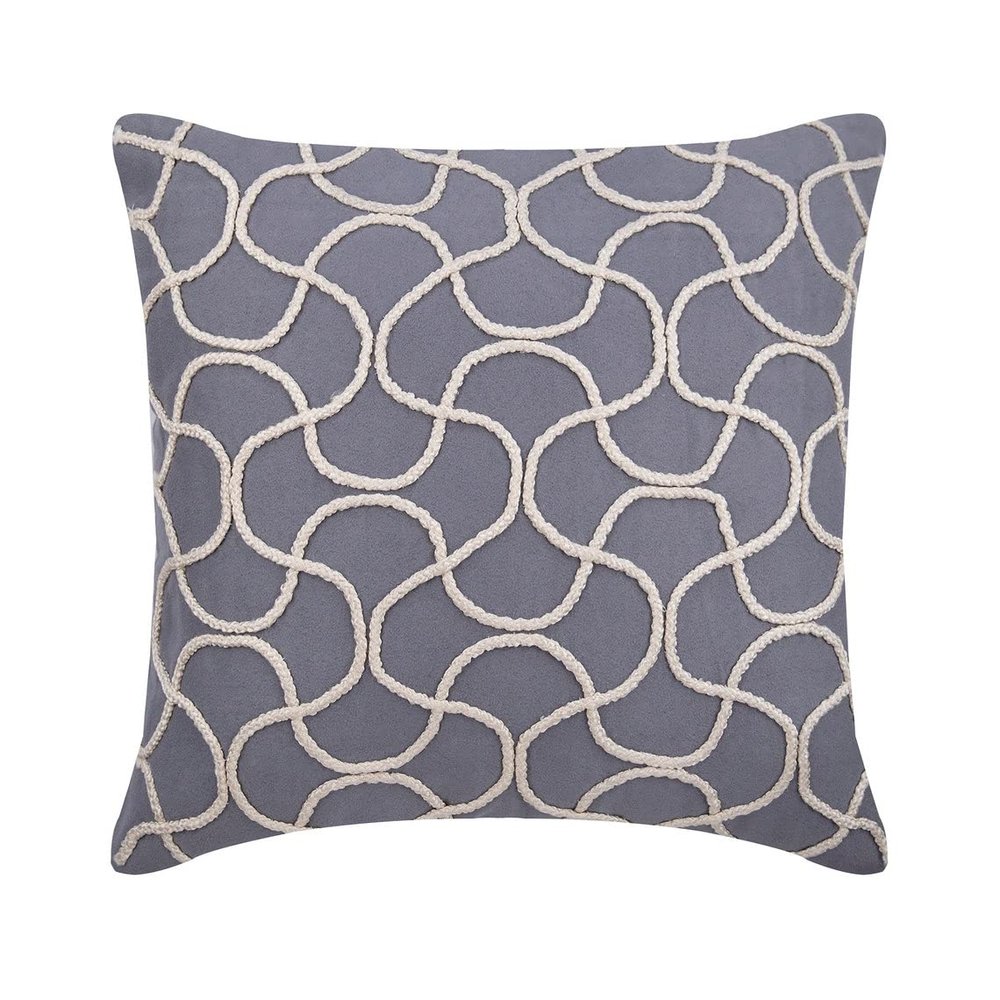 The HomeCentric Grey Suede Cushion Cover, Pack of 2, 24x24 inch (60x60 cm) Suede Pillow, Square Jute Embroidery Pillow Cover Bed, Couch, Sofa, Grey Pillow Cover Easter - Jute Entangled