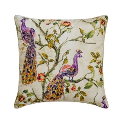 The HomeCentric Decorative Purple Pack of 2, 18"x18" (45x45 cm) Throw Pillow Covers, Cotton Bead & Peacock Throw Pillows for Sofa, Bird Contemporary Style Easter - Mayush
